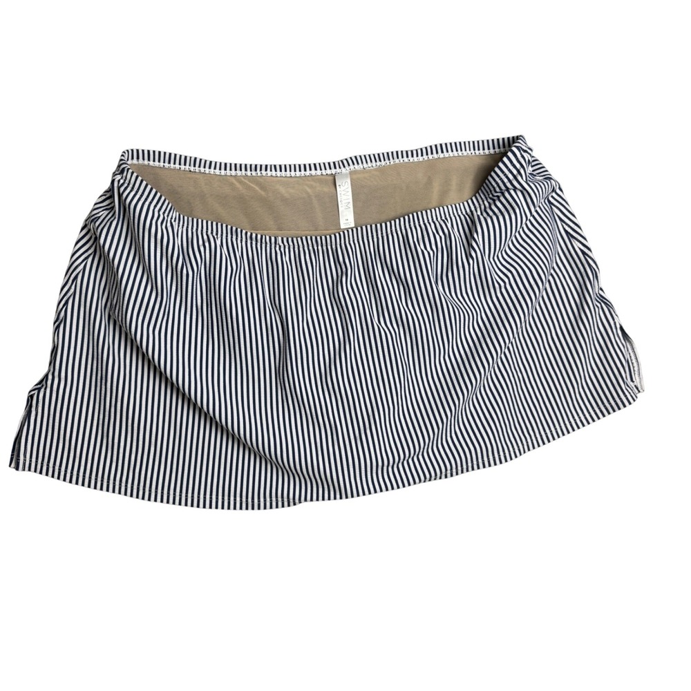 Cacique Swim Skirt‎ Bottom Navy Blue White Striped Skirtini Plus Size 18